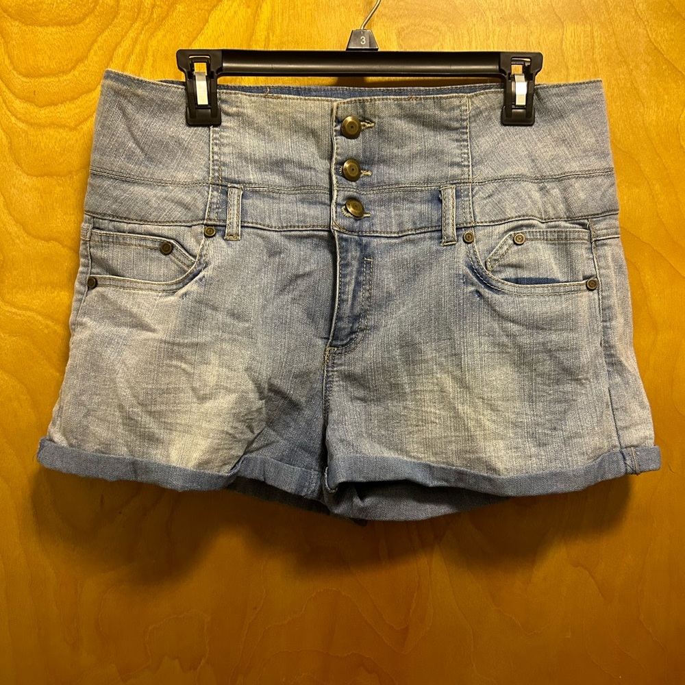 Boom Boom Jeans High Waist Light Wash Short Shorts